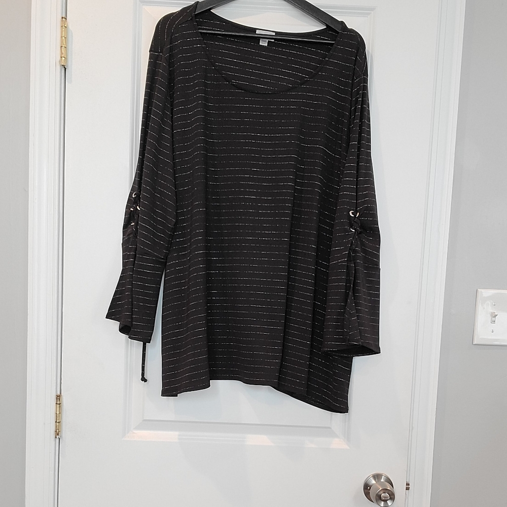 Avenue Black Knit Blouse